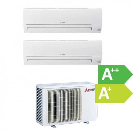 Mitsubishi Climatisation Bisplit R32 Inverter Reversible 3.5+3.5 kW, jusqu'à 50+50 m² (WiFi en option)