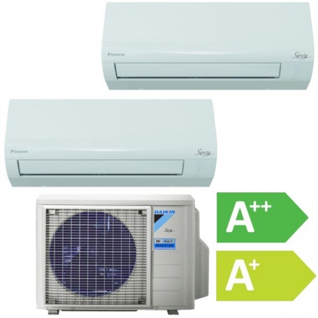 Daikin Climatisation Bisplit R32 Inverter Reversible 2.5+2.5 kW, jusqu'à 35+35 m², WiFi intégré